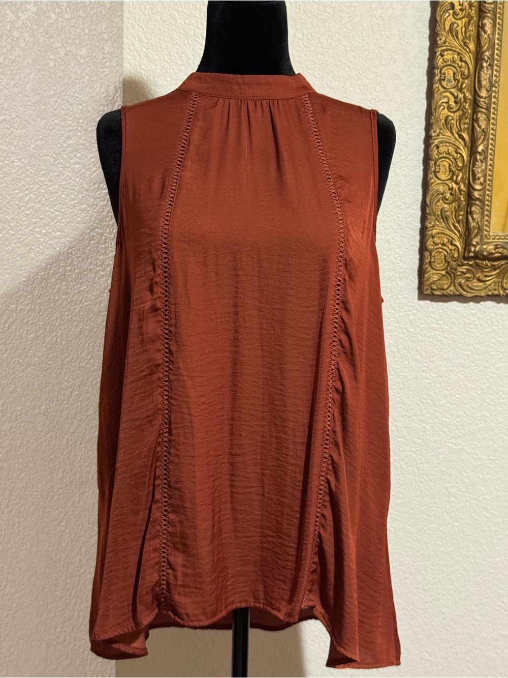 Massimo Rust Sleeveless Mock-Neck Tunic